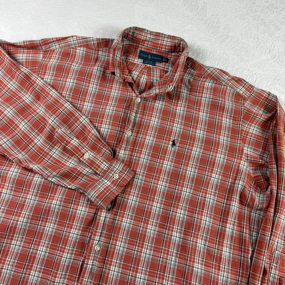 Ralph Lauren Button Down Blake Shirt Mens XL Red Plaid‎ Cotton Pony